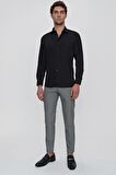  Erkek Siyah Basic Regular Fit Rahat Kesim Cepli Gömlek