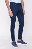  Erkek Saks Mavisi Pamuk 5 Cep Slim Fit Dar Kesim  Pantolon