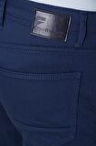  Erkek Saks Mavisi Pamuk 5 Cep Slim Fit Dar Kesim  Pantolon