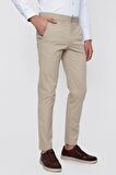  Erkek Bej Summer Armür Pamuk Yan Cep Slim Fit Dar Kesim Pantolon