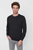  Erkek Siyah Basic Bisiklet Yaka Dynamic Fit Rahat Kesim Sweatshirt