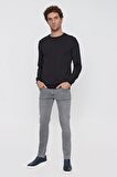  Erkek Siyah Basic Bisiklet Yaka Dynamic Fit Rahat Kesim Sweatshirt