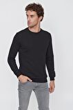  Erkek Siyah Basic Bisiklet Yaka Dynamic Fit Rahat Kesim Sweatshirt