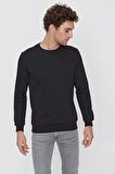  Erkek Siyah Basic Bisiklet Yaka Dynamic Fit Rahat Kesim Sweatshirt