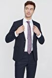  Erkek Lacivert Santos Jakarlı Slim Fit Dar Kesim 6 Drop Takım Elbise