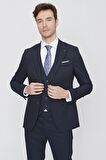  Erkek Lacivert Santos Jakarlı Yelekli Slim Fit Dar Kesim Takım Elbise