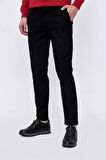  Erkek Siyah Precis Pamuk Yan Cep Slim Fit Pantolon