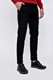  Erkek Siyah Precis Pamuk Yan Cep Slim Fit Pantolon