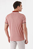  Erkek Kırmızı Merserize Düğmeli Yaka Baskılı Desen Dynamic Fit T-Shirt