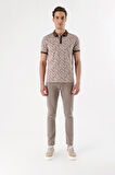  Erkek KAHVE İnterlok Desenli Polo Yaka  Dynamic Fit T-Shirt 50/1