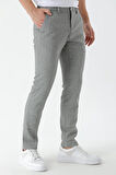  Erkek Siyah Bond Desenli Poliviskon-Keten Slim Fit Pantolon