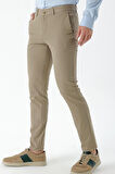  Erkek AÇIK KAHVE Piefti Pamuk Yan Cep Slim Fit Chino Pantolon