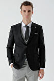  Erkek Siyah Kareli Kombinli Slim Fit Takım Elbise