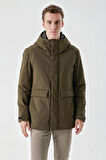  Erkek Haki Flora Çıtçıtlı Kapüşonlu Dynamic Fit Rahat Kesim Mont