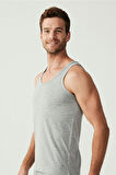  Erkek Gri Basic Düz %100 Pamuk Atlet