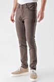  Erkek KAHVE Mevsimlik Pamuk 5 Cep Slim Fit Jean Pantolon