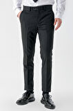  Erkek Siyah Poliviskon Basic Düz Desen Slim Fit Classic Pantolon