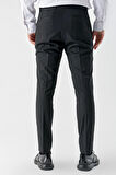  Erkek Siyah Poliviskon Basic Düz Desen Slim Fit Classic Pantolon