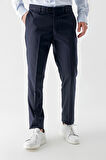 Erkek Lacivert Poliviskon Basic Düz Desen Slim Fit Classic Pantolon
