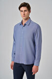  Erkek Lacivert Trend Jakar Desen Sert Yaka Regular Fit Gömlek
