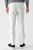  Erkek Beyaz Poliviskon Trend İpli Jogger Slim Fit Spor Pantolon