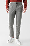  Erkek Gri Poliviskon Trend İpli Jogger Slim Fit Spor Pantolon