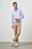  Erkek AÇIK KAHVE Pamuk Yan Cep Slim Fit Chino Pantolon