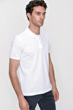  Erkek Beyaz Basic Polo Yaka Dynamic Fit T-Shirt