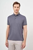  Erkek Füme Trend Merserize Düz Düğmeli Yaka Dynamic Fit T-Shirt