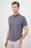  Erkek Füme Trend Merserize Düz Düğmeli Yaka Dynamic Fit T-Shirt