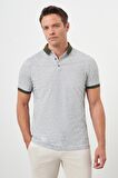  Erkek Haki Trend Compact Rotasyon Baskı Pike Polo Yaka T-Shirt