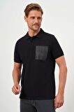  Erkek Siyah Trend Compact Düz Pike Polo Yaka T-Shirt