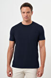  Erkek Lacivert Basic Bisiklet Yaka Dynamic Fit T-Shirt
