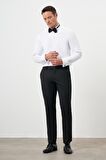  Erkek Beyaz Manşetli Düz Desen Ata Yaka Slim Fit Gömlek
