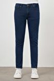  Erkek Lacivert Denim 5 Cep Slim Fit Jean Kot Pantolon