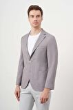  Erkek Lacivert Dokuma Slim Fit Torba Cep Mono Yaka Spor Ceket