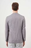  Erkek Lacivert Dokuma Slim Fit Torba Cep Mono Yaka Spor Ceket
