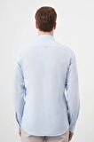 Erkek A. MAVİ Pamuk Ekoseli Düğmeli Yaka Slim Fit Gömlek