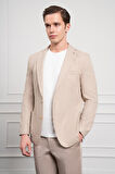  Erkek Bej Dokuma Dynamic Fit Rahat Kesim Torba Cep Mono Yaka Spor Ceket