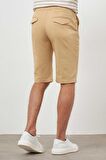  Erkek Bej Pamuk Düz Desen Dynamic Fit Şort