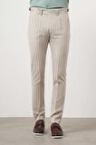  Erkek Bej Poliviskon Trend Pileli Slim Fit Spor Pantolon
