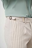  Erkek Bej Poliviskon Trend Pileli Slim Fit Spor Pantolon