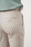  Erkek Bej Poliviskon Trend Pileli Slim Fit Spor Pantolon