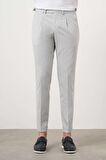  Erkek Gri Poliviskon Trend Pileli Slim Fit Spor Pantolon