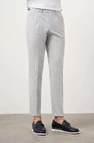 Erkek Gri Poliviskon Trend Pileli Slim Fit Spor Pantolon
