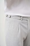  Erkek Gri Poliviskon Trend Pileli Slim Fit Spor Pantolon