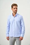  Erkek A. MAVİ Slim Fit Düğmeli Yaka Gömlek