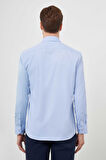  Erkek A. MAVİ Pamuk Düz Desen İtalyan Yaka Slim Fit  Gömlek