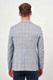  Erkek Lacivert Dokuma Slim Fit Torba Cep Mono Yaka Spor Ceket