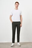 Erkek Haki Yazlık Pileli Slim Fit Chino Pantolon